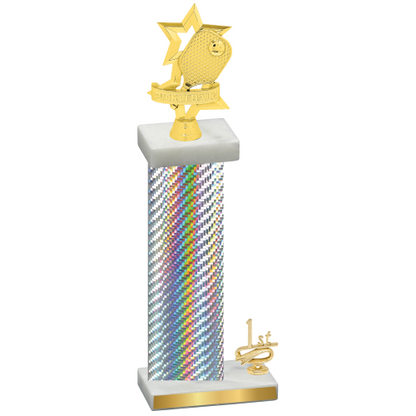 Accented Single Silver Carbon Fiber First Place Pickleball Trophy