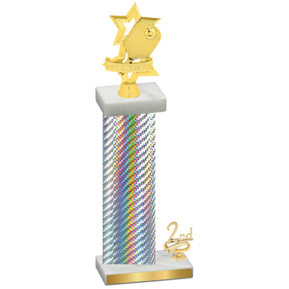 Accented Single Silver Carbon Fiber Second Place Pickleball Trophy