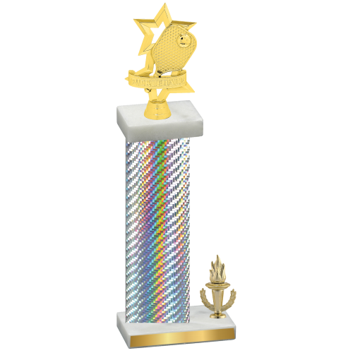 Accented Single Silver Carbon Fiber Victory Pickleball Trophy