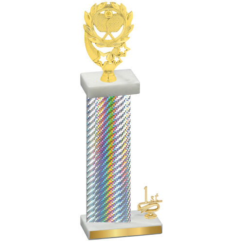 Accented Single Silver Carbon Fiber First Place Pickleball Trophy