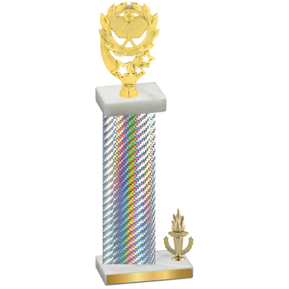 Accented Single Silver Carbon Fiber Victory Pickleball Trophy