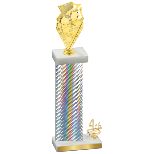 Accented Single Silver Carbon Fiber Fourth Place Pickleball Trophy