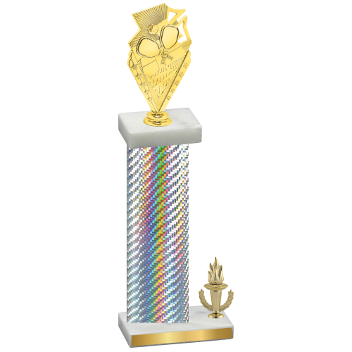 Accented Single Silver Carbon Fiber Victory Pickleball Trophy