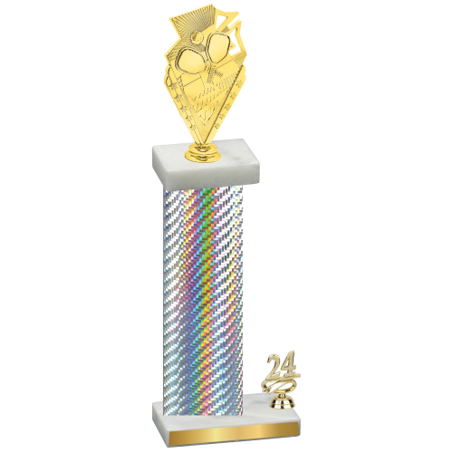 Accented Single Silver Carbon Fiber Year Pickleball Trophy