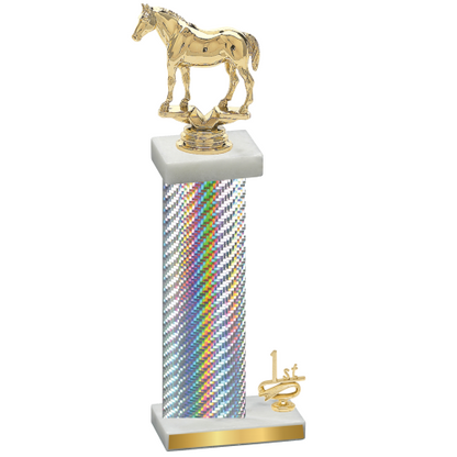 Accented Single Silver Carbon Fiber First Place Horses Trophy