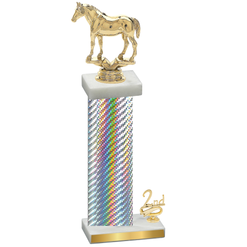 Accented Single Silver Carbon Fiber Second Place Horses Trophy