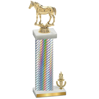 Accented Single Silver Carbon Fiber Victory Horses Trophy