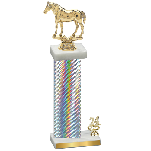 Accented Single Silver Carbon Fiber Year Horses Trophy