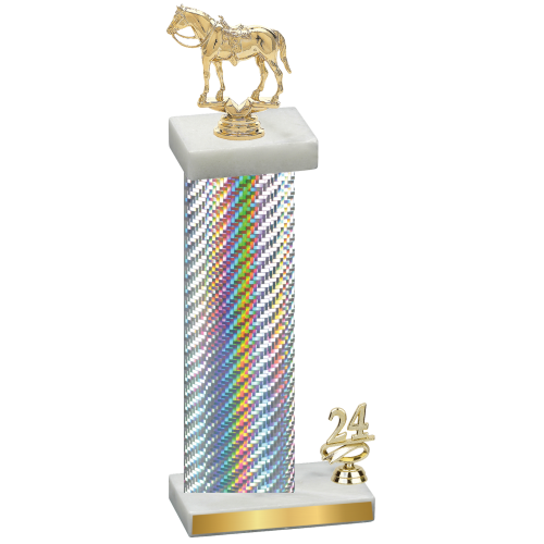 Accented Single Silver Carbon Fiber Year Horses Trophy