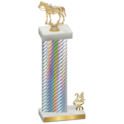 Accented Single Silver Carbon Fiber Year Horses Trophy