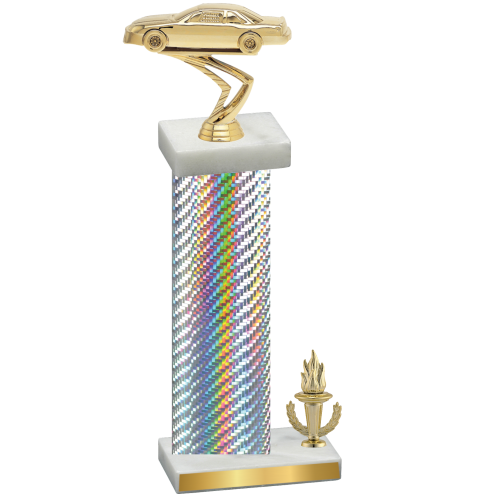 Accented Single Silver Carbon Fiber Victory Cars Trophy