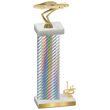 Accented Single Silver Carbon Fiber First Place Cars Trophy