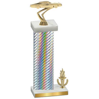 Accented Single Silver Carbon Fiber Victory Cars Trophy