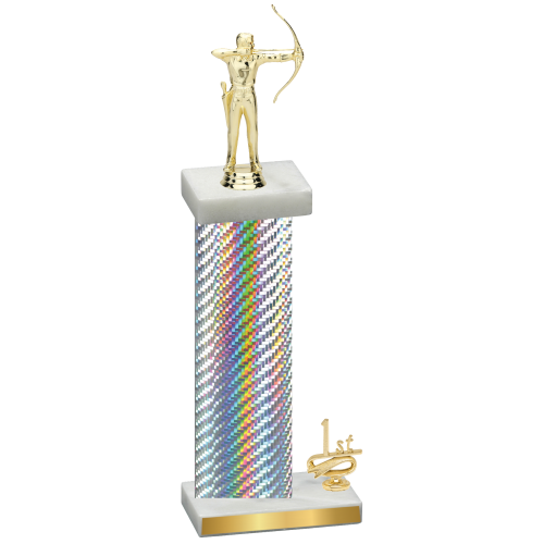 Accented Single Silver Carbon Fiber First Place Archery Trophy