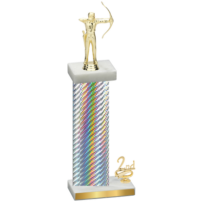 Accented Single Silver Carbon Fiber Second Place Archery Trophy