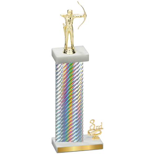 Accented Single Silver Carbon Fiber Third Place Archery Trophy