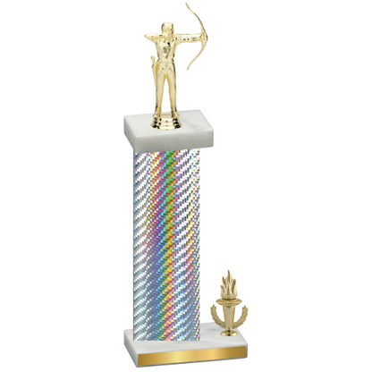 Accented Single Silver Carbon Fiber Victory Archery Trophy