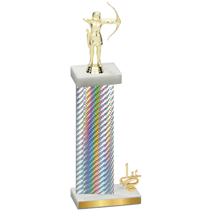 Accented Single Silver Carbon Fiber First Place Archery Trophy