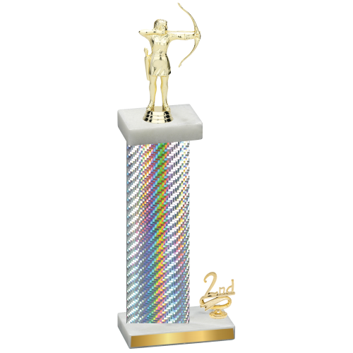 Accented Single Silver Carbon Fiber Second Place Archery Trophy