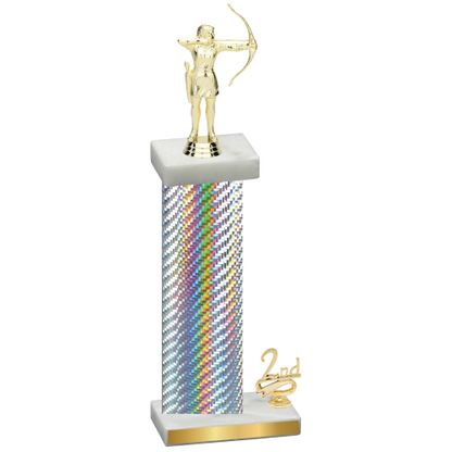 Accented Single Silver Carbon Fiber Second Place Archery Trophy