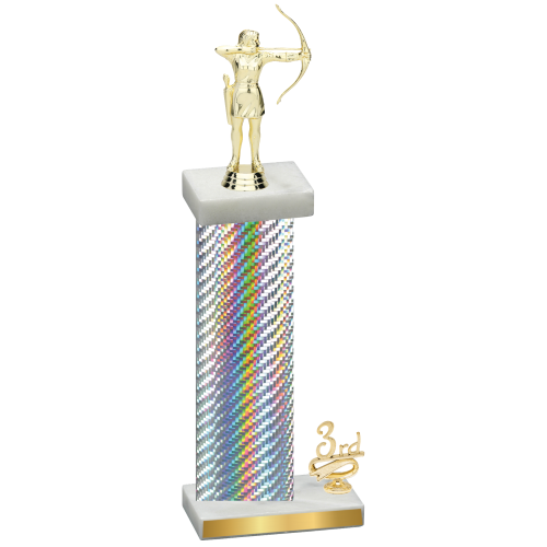 Accented Single Silver Carbon Fiber Third Place Archery Trophy