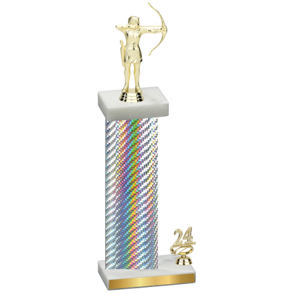 Accented Single Silver Carbon Fiber Year Archery Trophy