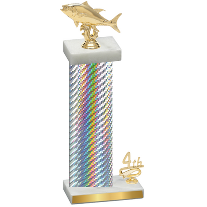 Accented Single Silver Carbon Fiber Fourth Place Fishing Trophy