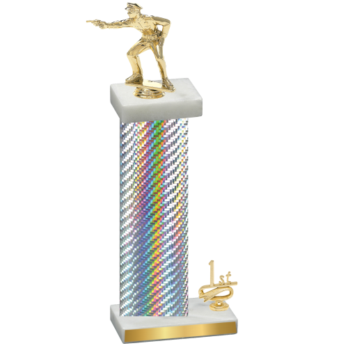 Accented Single Silver Carbon Fiber First Place Shooter Trophy