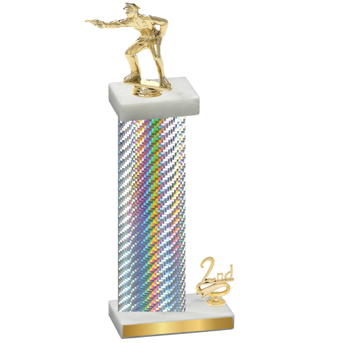 Accented Single Silver Carbon Fiber Second Place Shooter Trophy