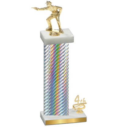 Accented Single Silver Carbon Fiber Fourth Place Shooter Trophy