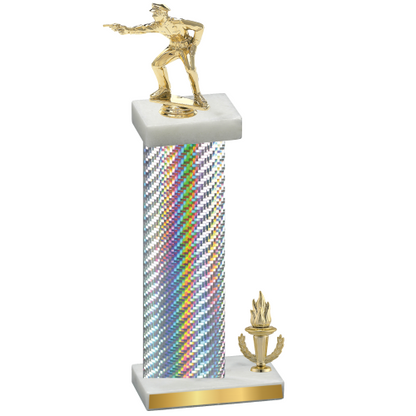 Accented Single Silver Carbon Fiber Victory Shooter Trophy