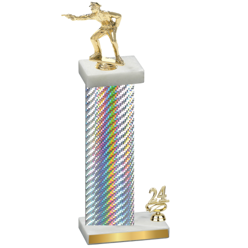 Accented Single Silver Carbon Fiber Year Shooter Trophy