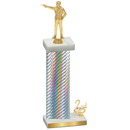 Accented Single Silver Carbon Fiber Second Place Shooter Trophy