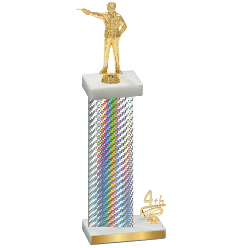 Accented Single Silver Carbon Fiber Fourth Place Shooter Trophy
