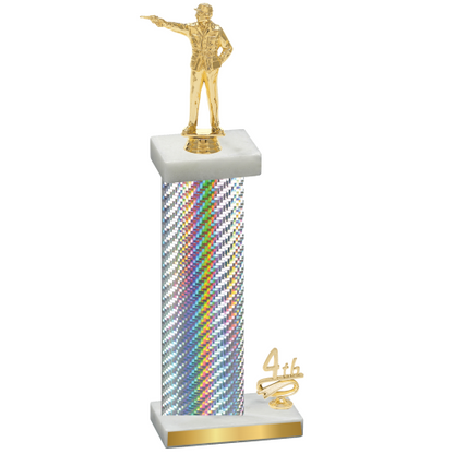 Accented Single Silver Carbon Fiber Fourth Place Shooter Trophy
