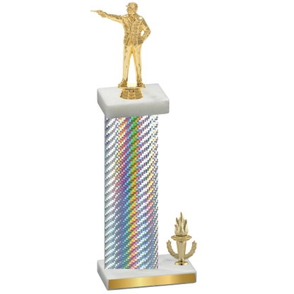 Accented Single Silver Carbon Fiber Victory Shooter Trophy