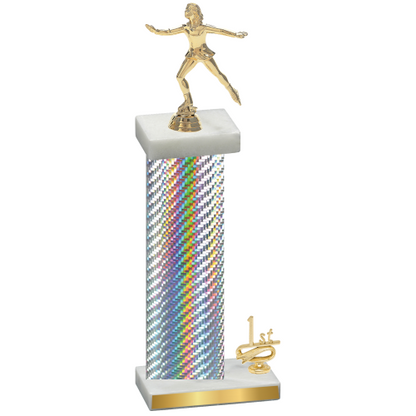 Accented Single Silver Carbon Fiber First Place Skater Trophy