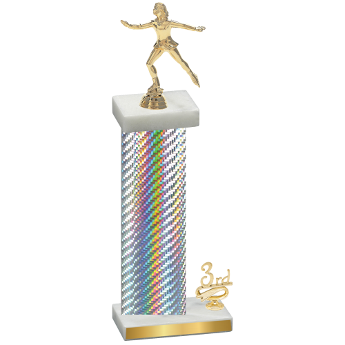 Accented Single Silver Carbon Fiber Third Place Skater Trophy