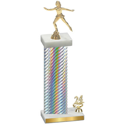 Accented Single Silver Carbon Fiber Year Skater Trophy