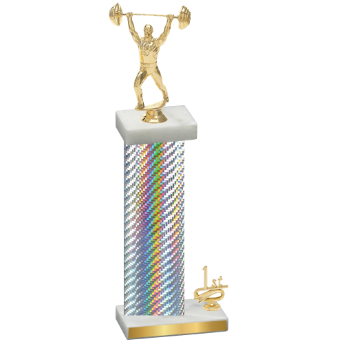 Accented Single Silver Carbon Fiber First Place Weights Trophy