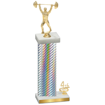 Accented Single Silver Carbon Fiber Fourth Place Weights Trophy