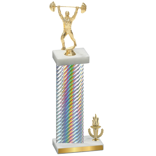 Accented Single Silver Carbon Fiber Victory Weights Trophy