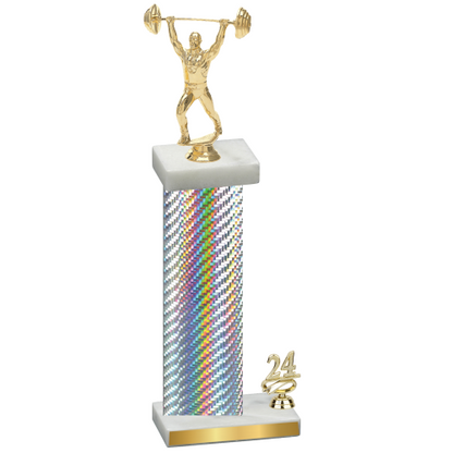 Accented Single Silver Carbon Fiber Year Weights Trophy