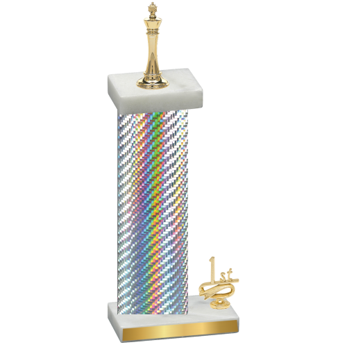 Accented Single Silver Carbon Fiber First Place Chess Trophy