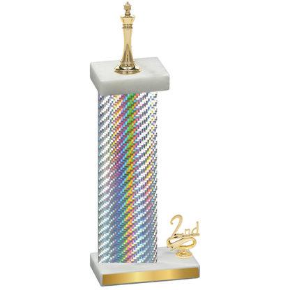 Accented Single Silver Carbon Fiber Second Place Chess Trophy