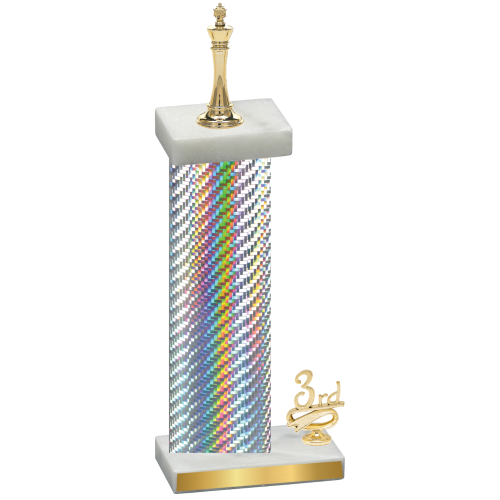 Accented Single Silver Carbon Fiber Third Place Chess Trophy