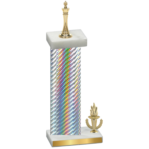 Accented Single Silver Carbon Fiber Victory Chess Trophy