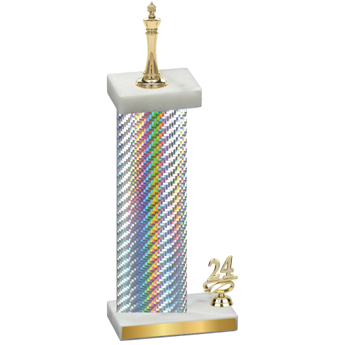 Accented Single Silver Carbon Fiber Year Chess Trophy