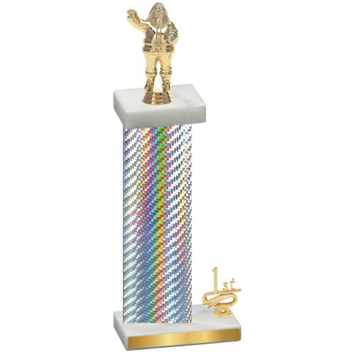 Accented Single Silver Carbon Fiber First Place Holiday Trophy