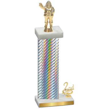 Accented Single Silver Carbon Fiber Second Place Holiday Trophy